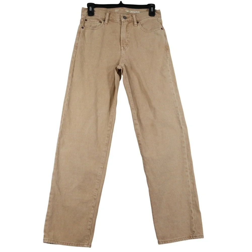 Gap Teen Original Jeans Kids 14 Tan Khaki Straight Leg School Casual Pockets